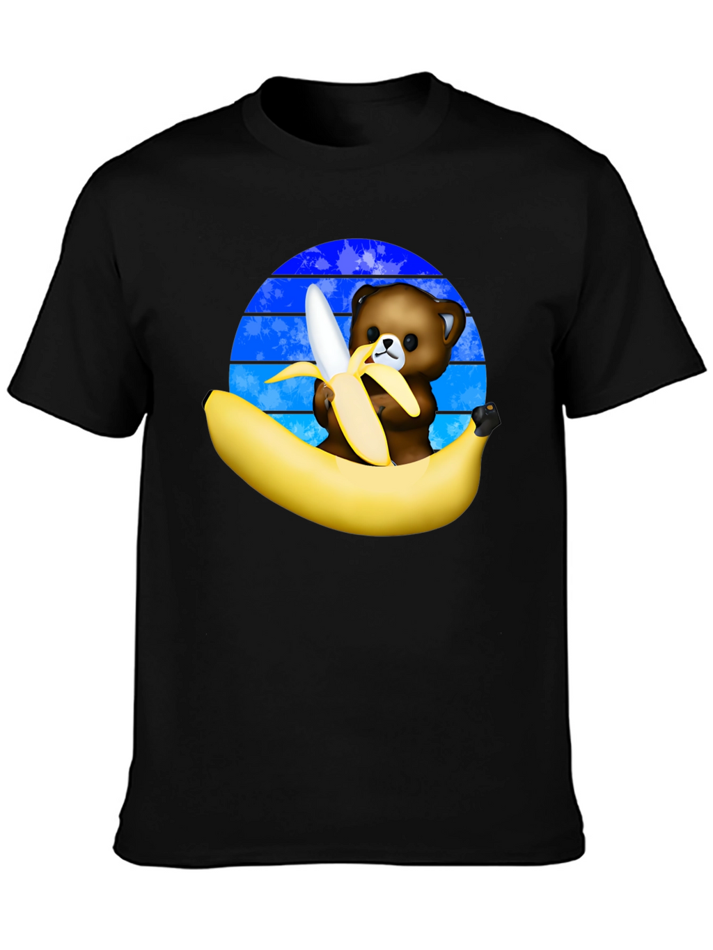 Funny Bear Eating Banana Graphic T-Shirt