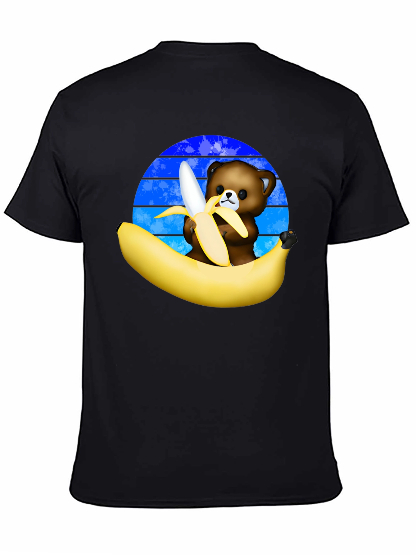Funny Bear Eating Banana Graphic T-Shirt