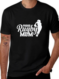 Proud Rugby Mom Black T-Shirt