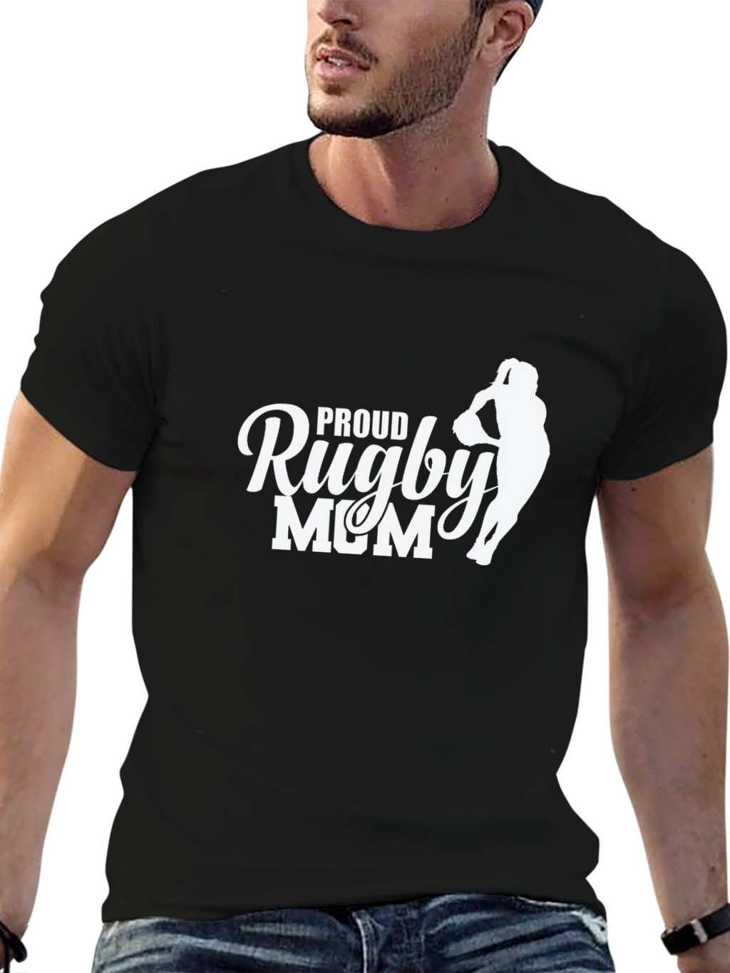 Proud Rugby Mom Black T-Shirt