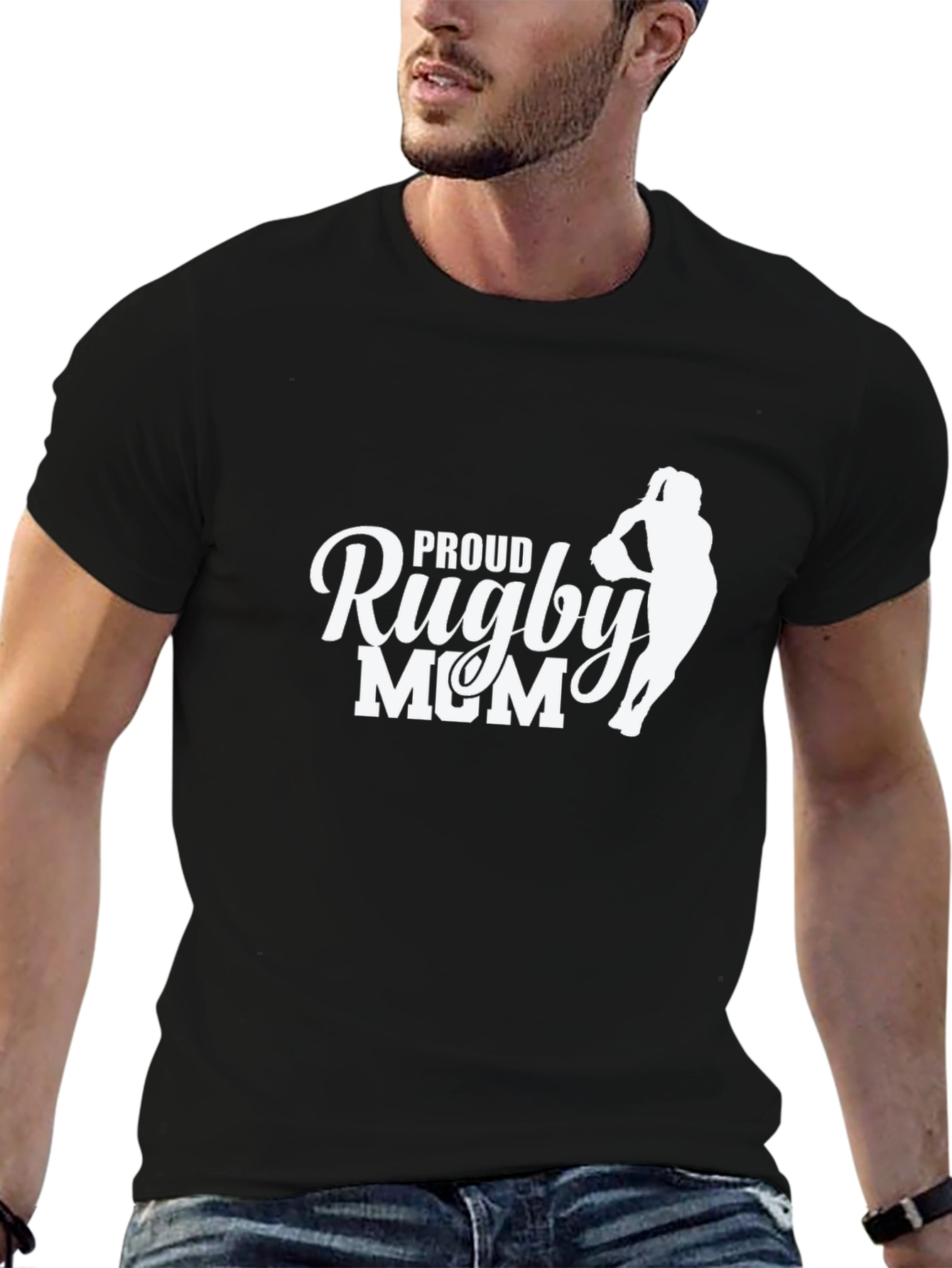 Proud Rugby Mom Black T-Shirt