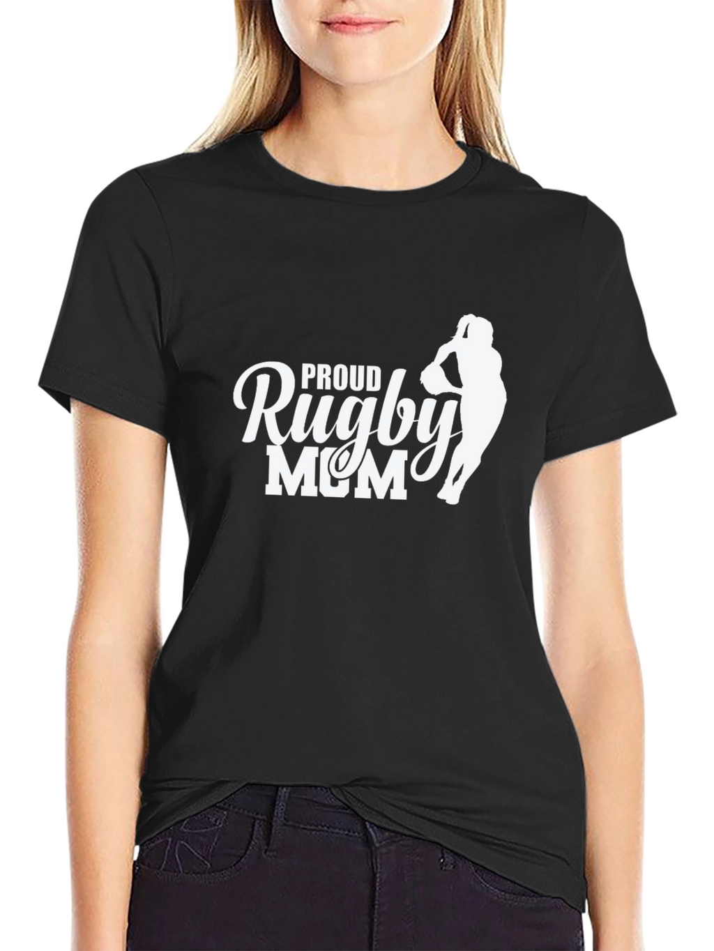 Proud Rugby Mom Black T-Shirt