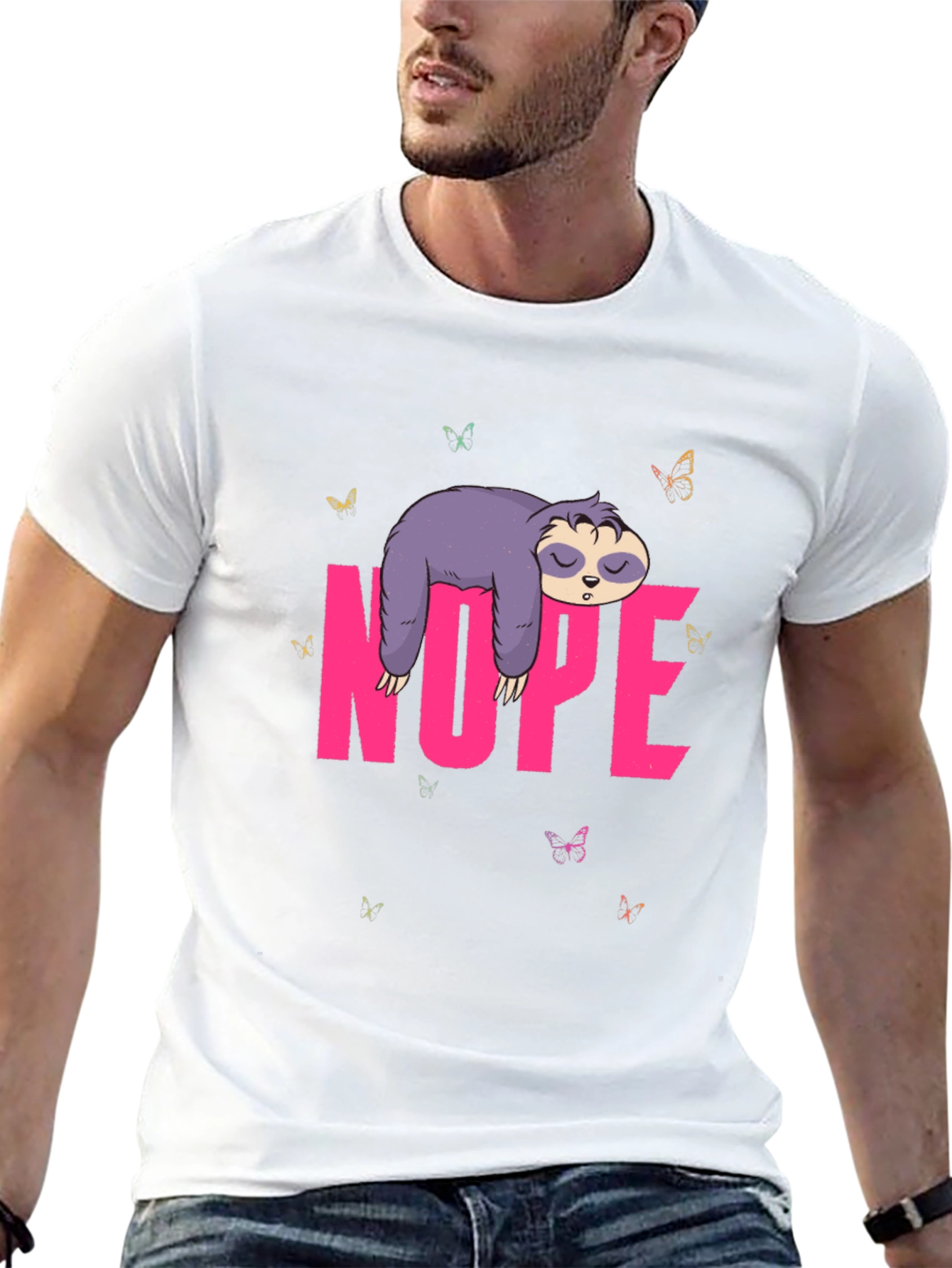 Nope Sloth Graphic Tee - Relaxed Lazy Day T-Shirt