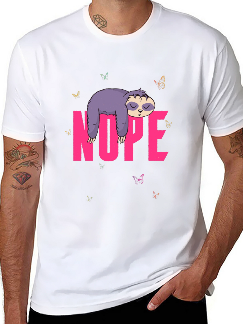 Nope Sloth Graphic Tee - Relaxed Lazy Day T-Shirt