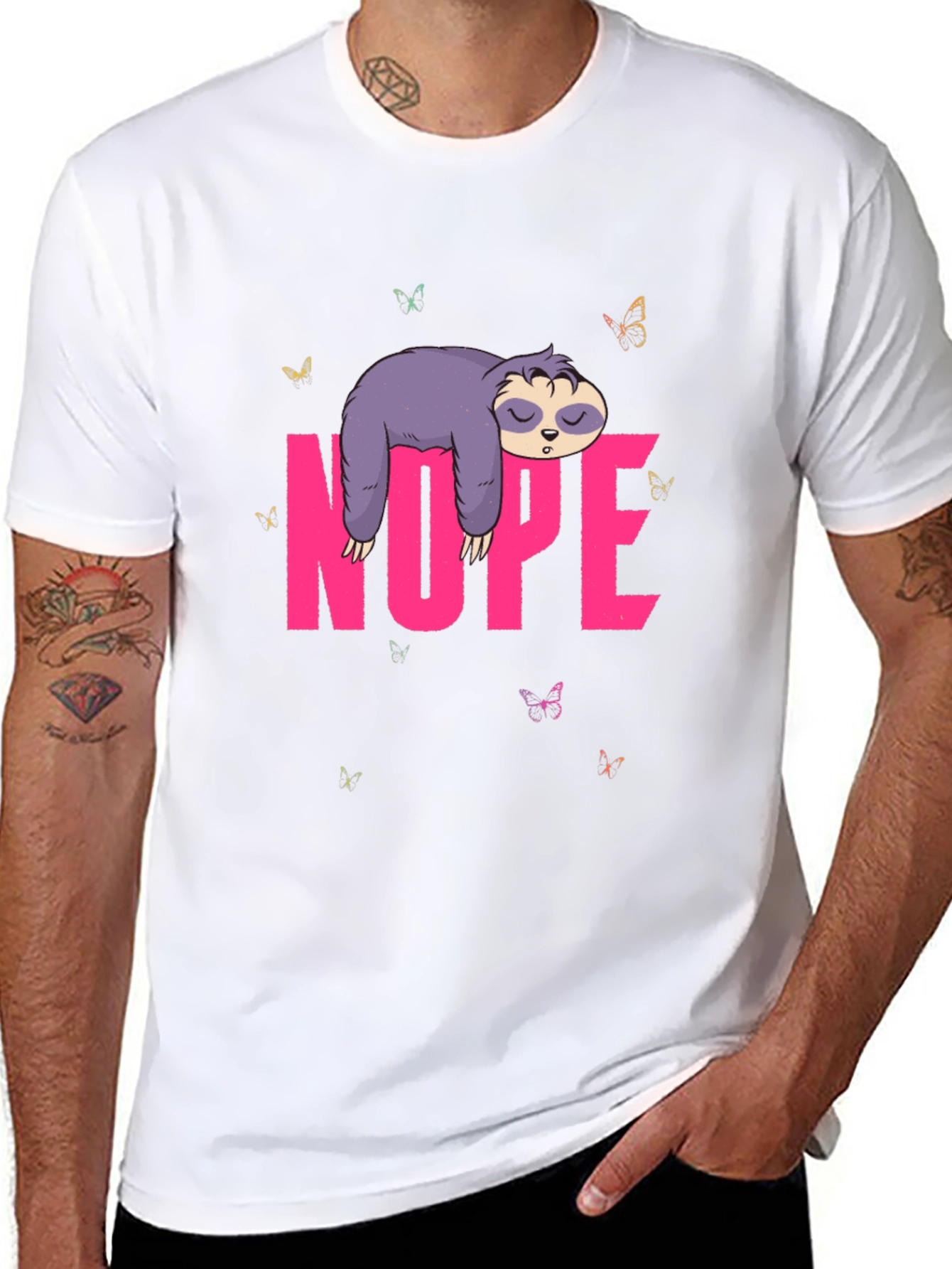Nope Sloth Graphic Tee - Relaxed Lazy Day T-Shirt