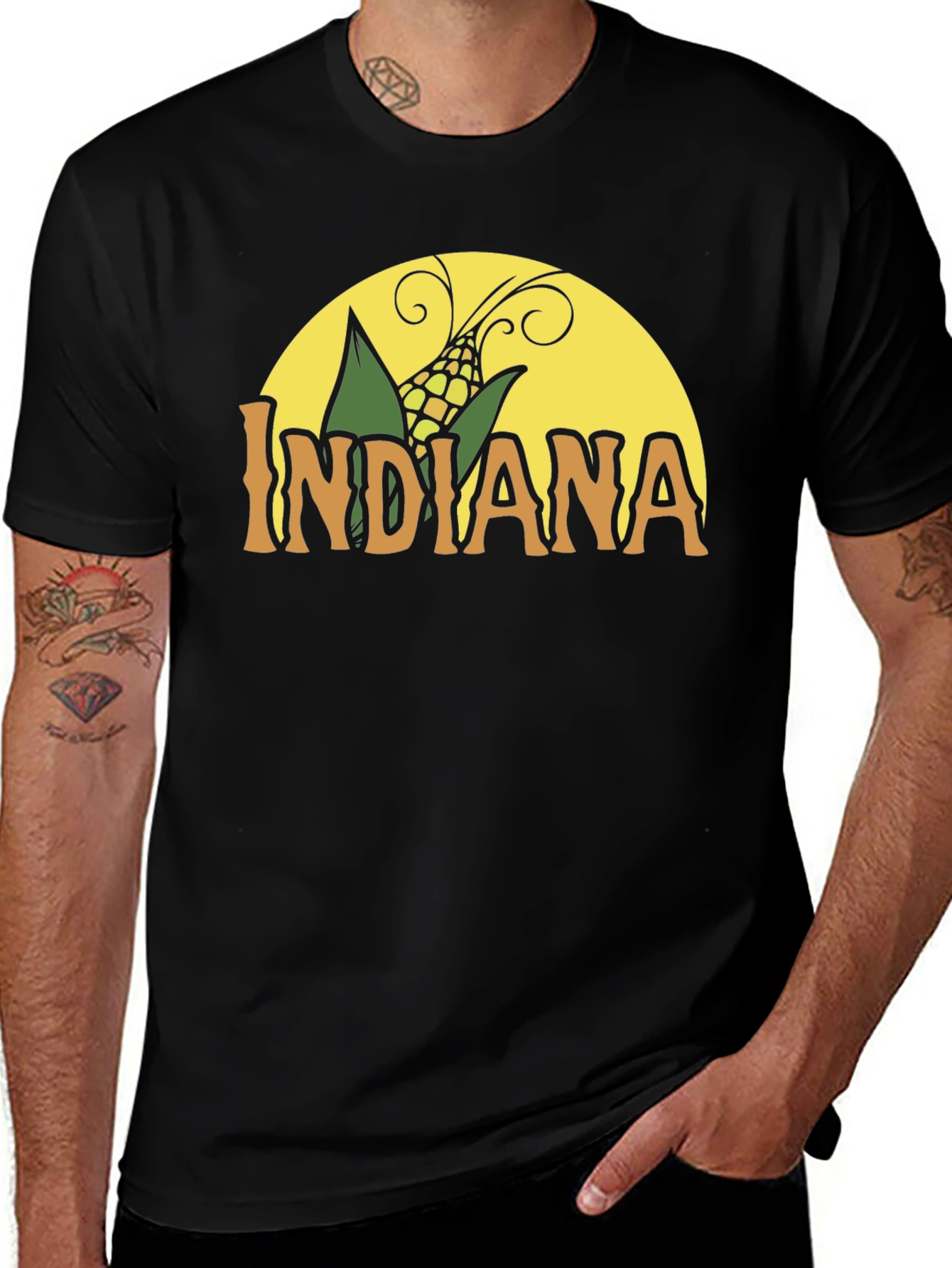 Indiana Corn Graphic Tee - Black Cotton T-Shirt