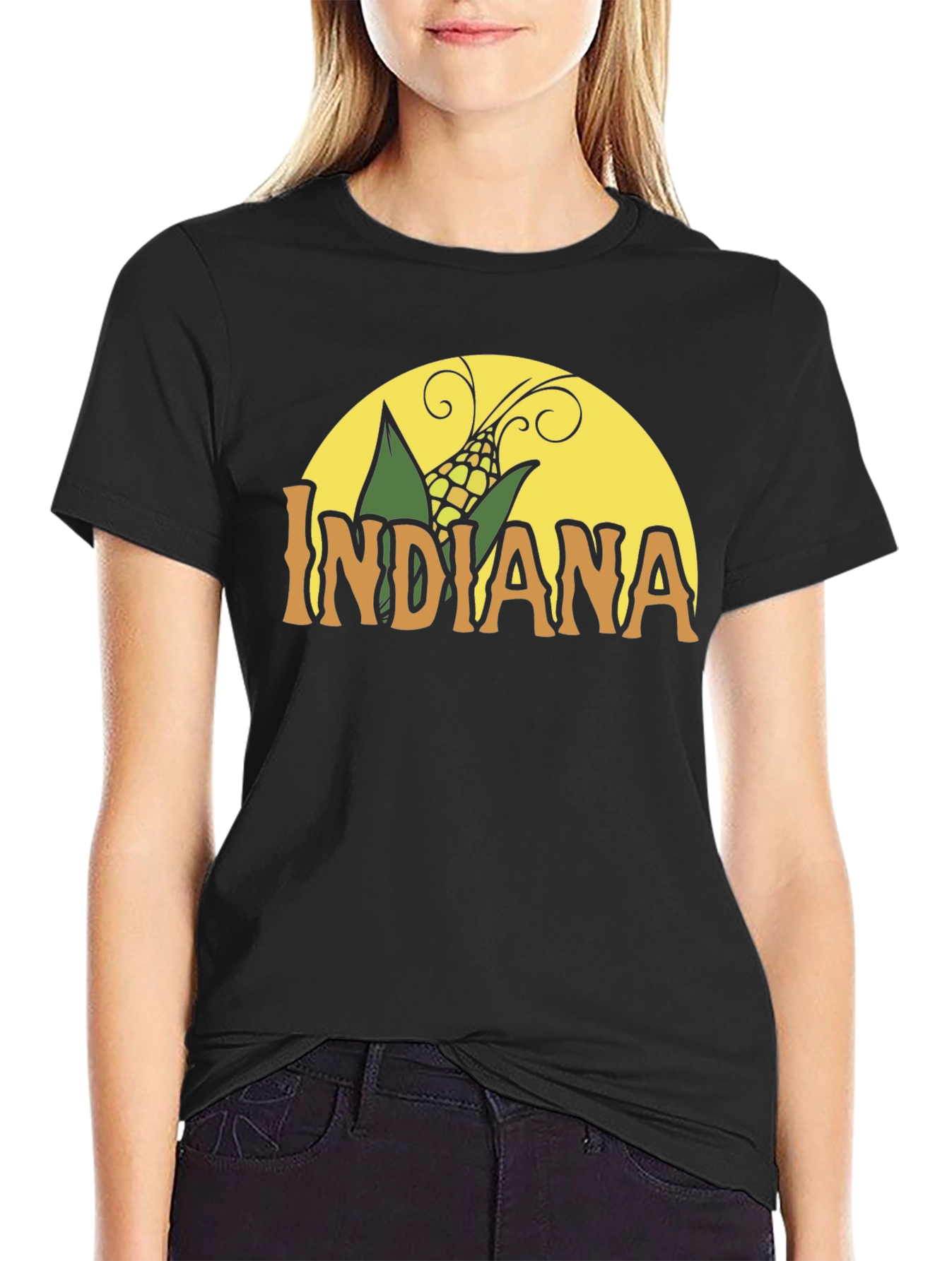 Indiana Corn Graphic Tee - Black Cotton T-Shirt