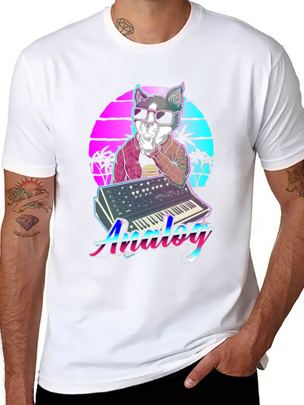 Retro Cat Synthesizer T-Shirt