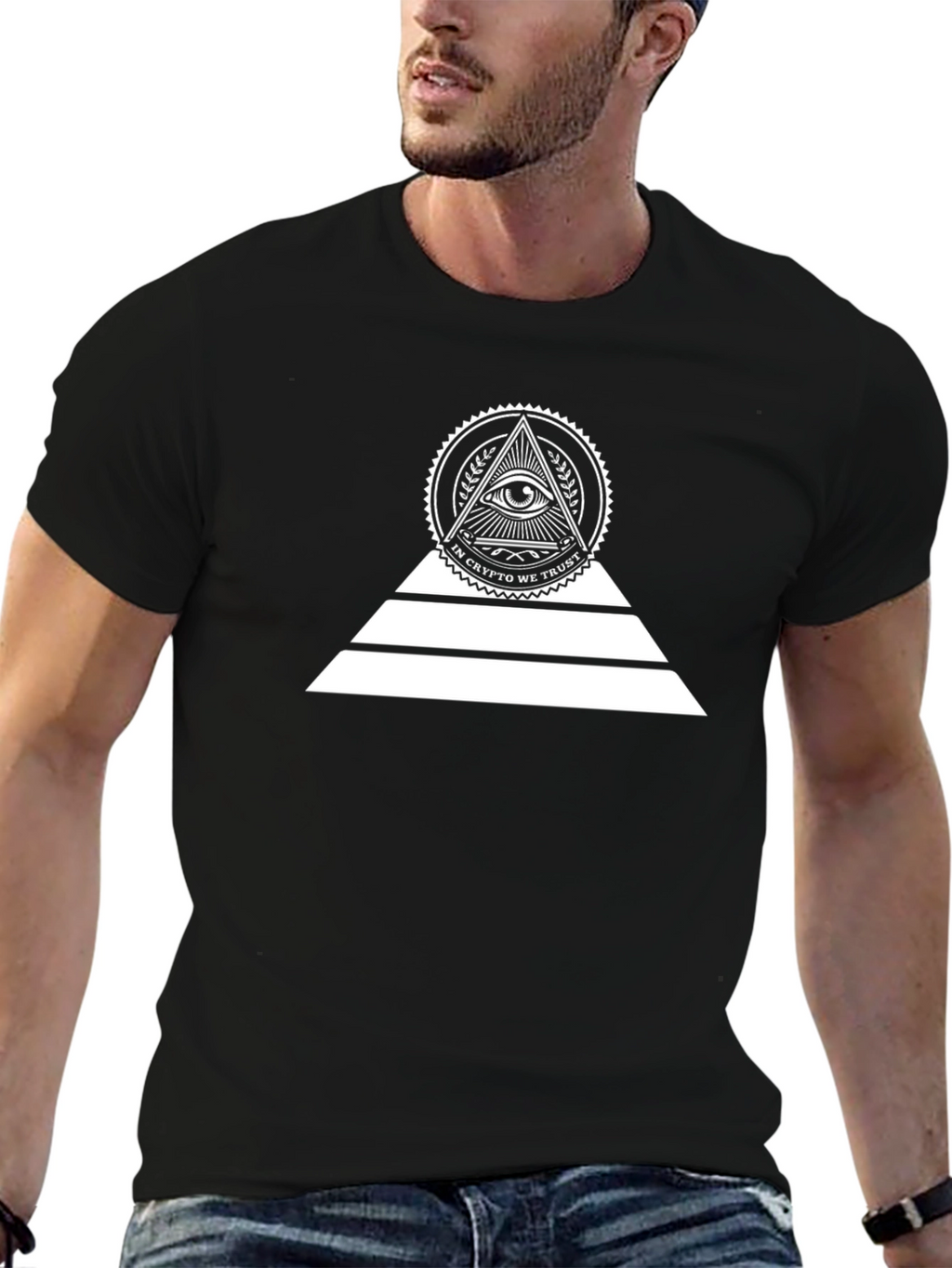 Crypto Pyramid Eye Graphic Tee - Black