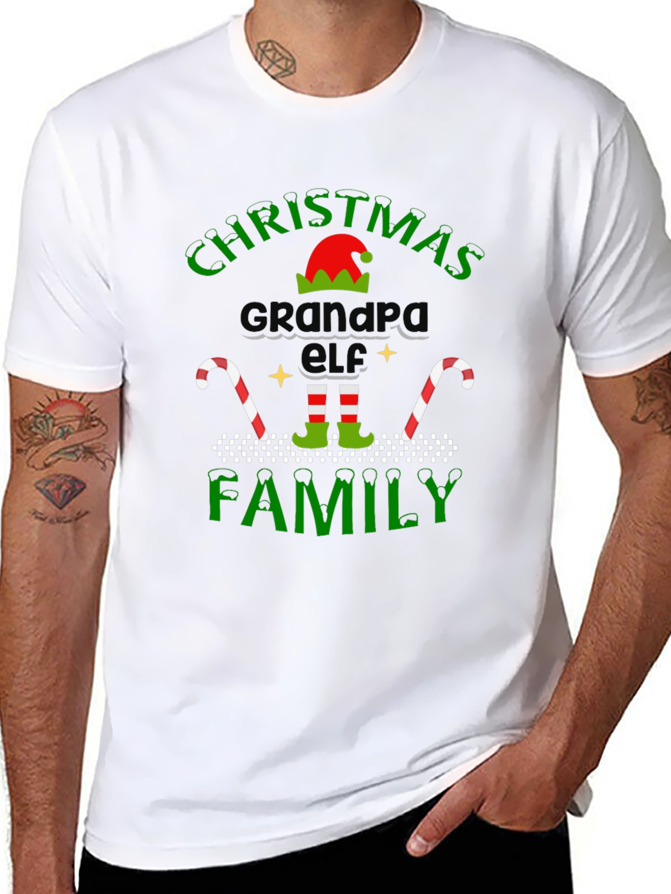 Christmas Grandpa Elf Family T-Shirt