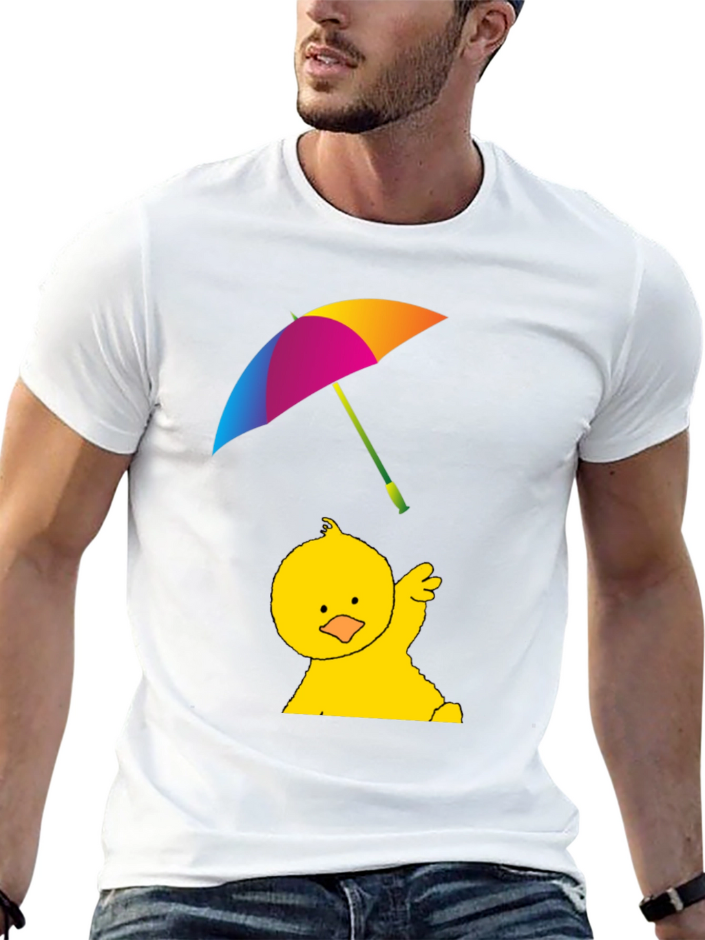 Duckling With Umbrella T-Shirt - Black