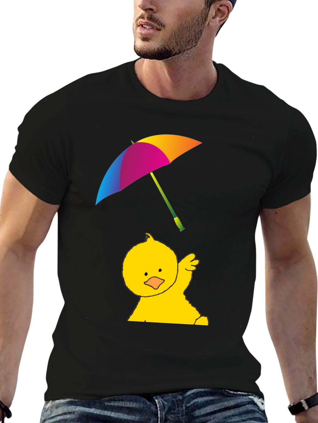 Duckling With Umbrella T-Shirt - Black