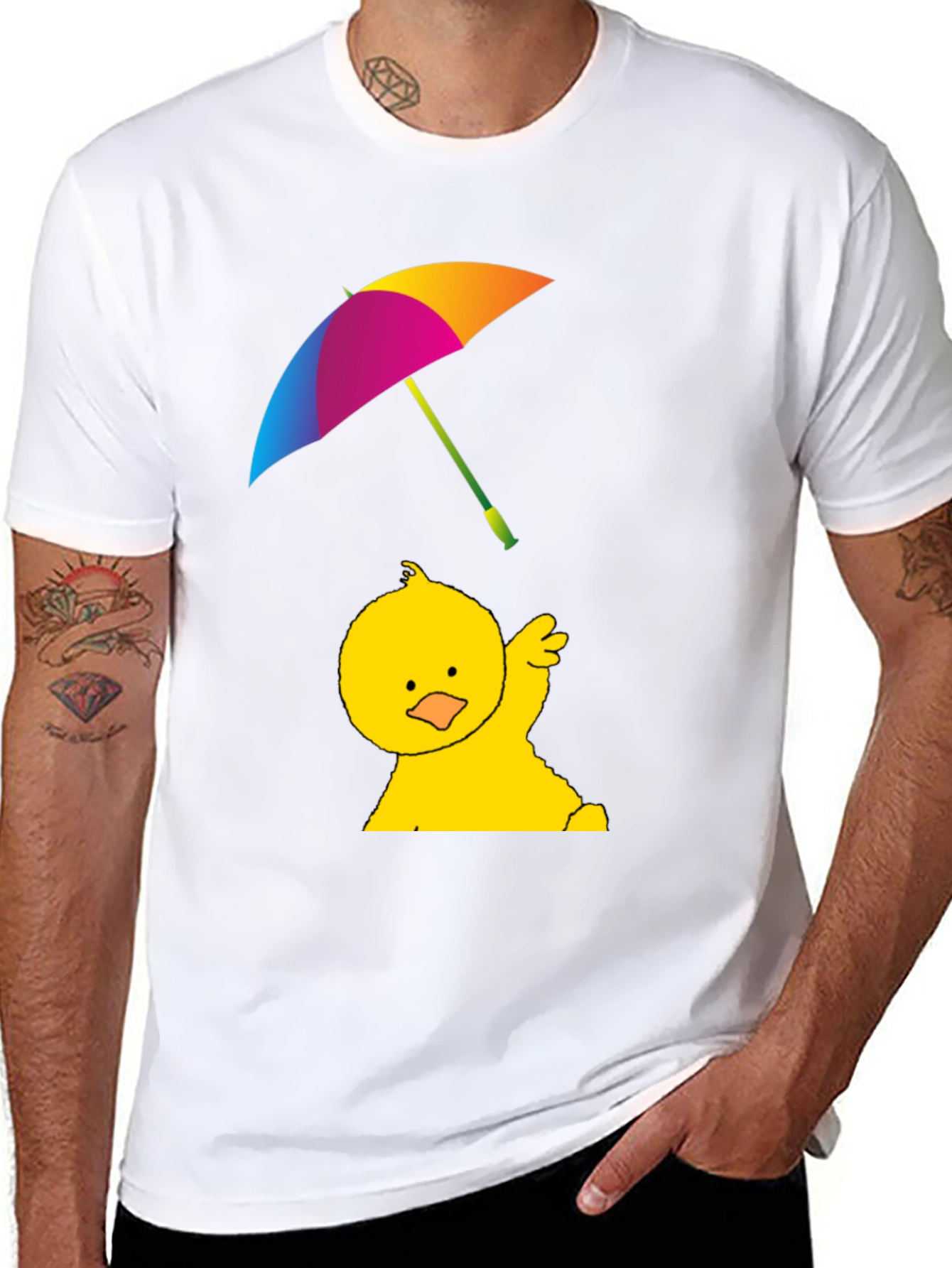 Duckling With Umbrella T-Shirt - Black