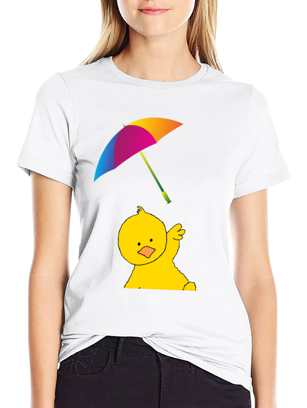 Duckling With Umbrella T-Shirt - Black