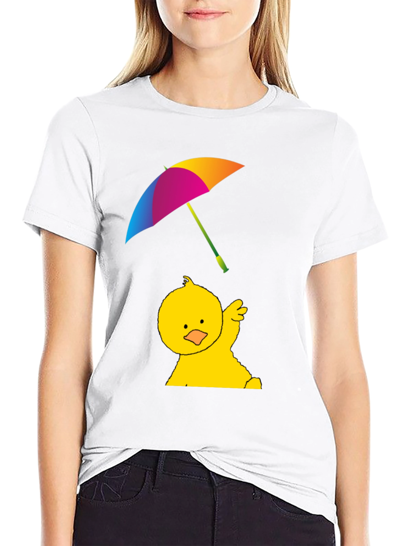 Duckling With Umbrella T-Shirt - Black