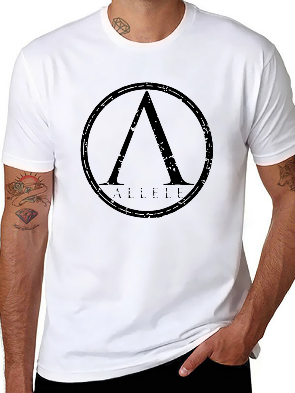 Mens Black Allele Graphic Print Crew Neck T-Shirt
