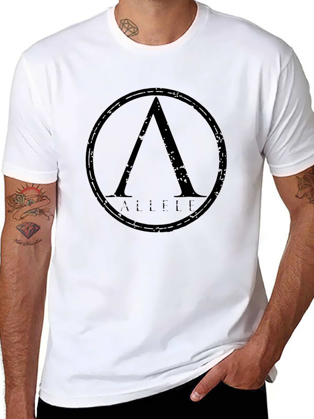 Mens Black Allele Graphic Print Crew Neck T-Shirt