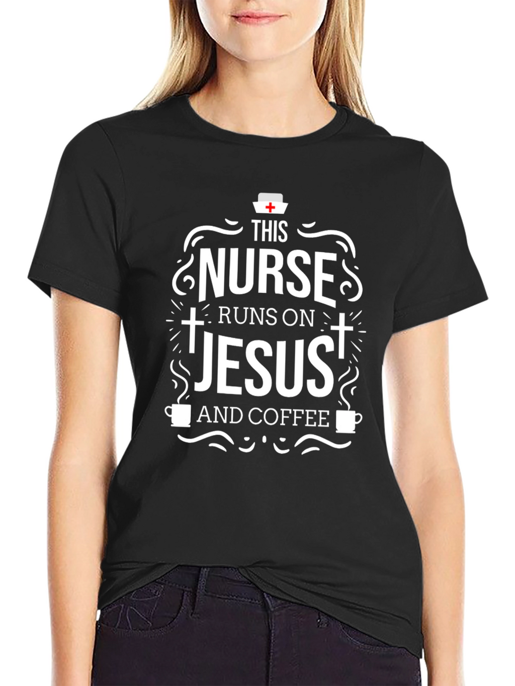 Nurse Runs On Jesus and Coffee T-Shirt