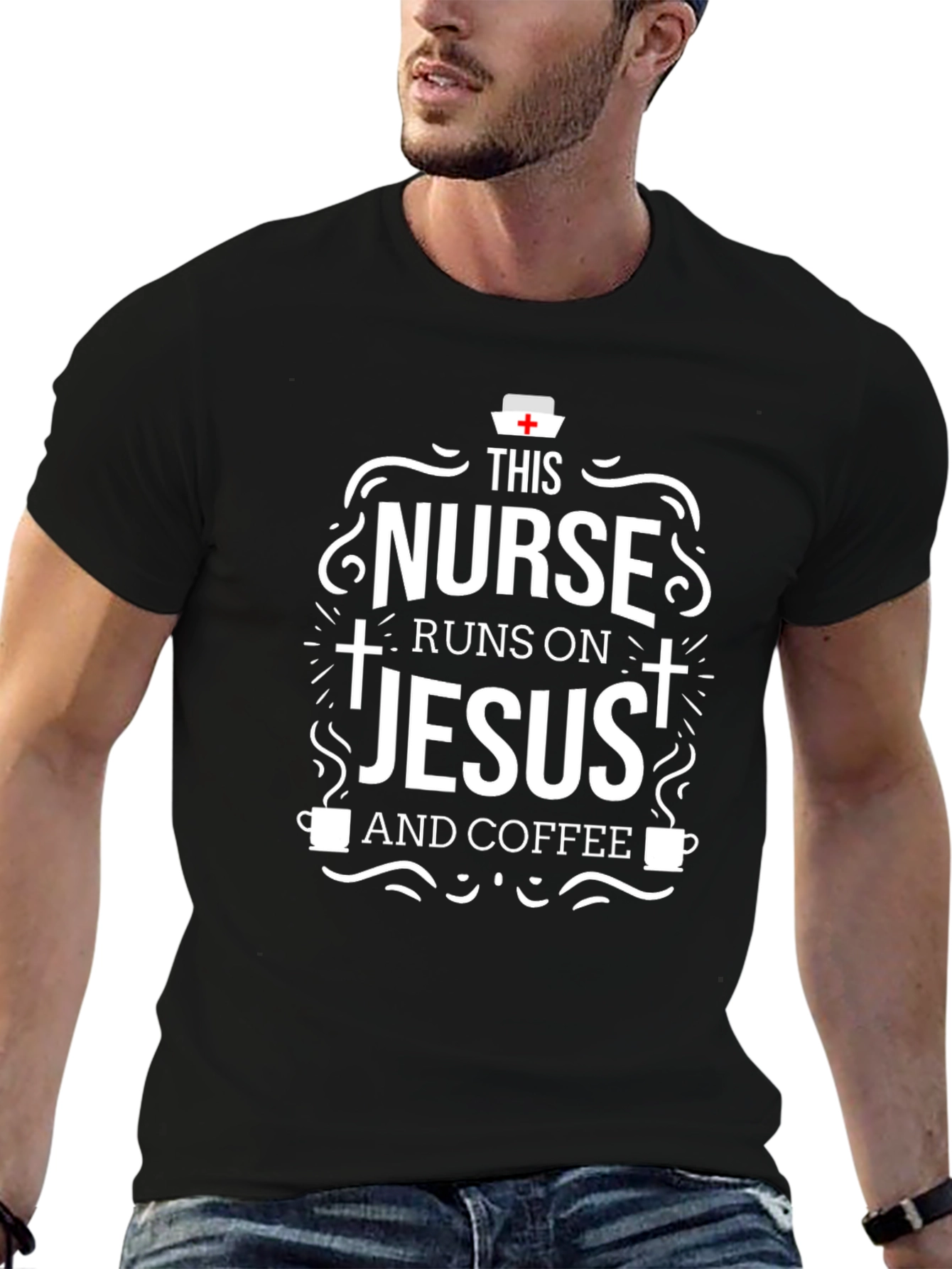 Nurse Runs On Jesus and Coffee T-Shirt