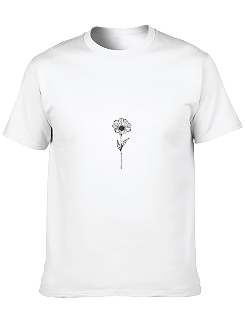 Black Tee with Minimalist Flower Print