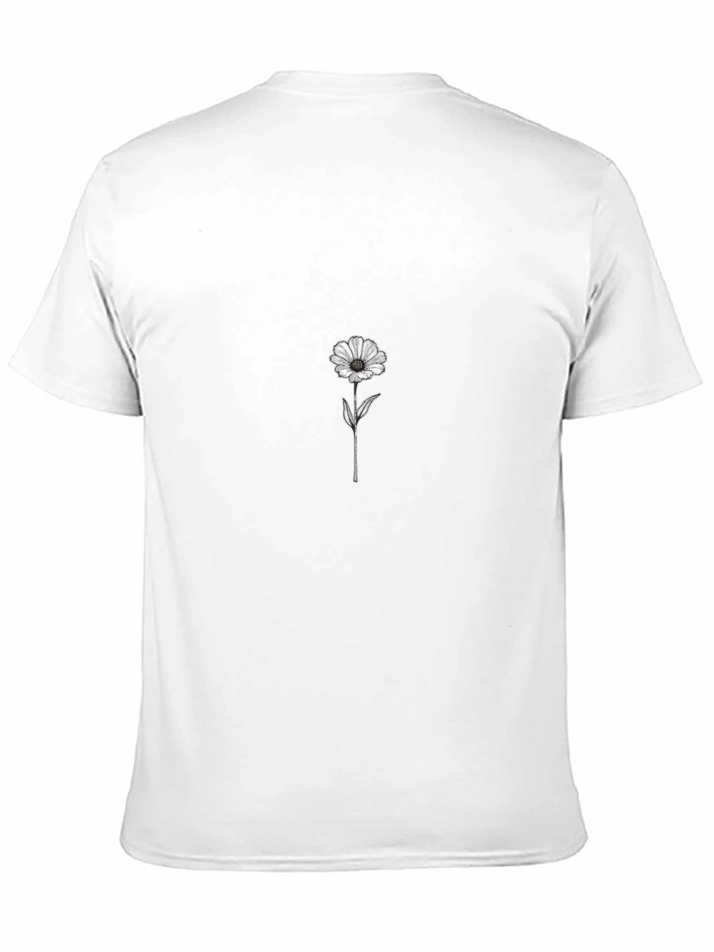 Black Tee with Minimalist Flower Print