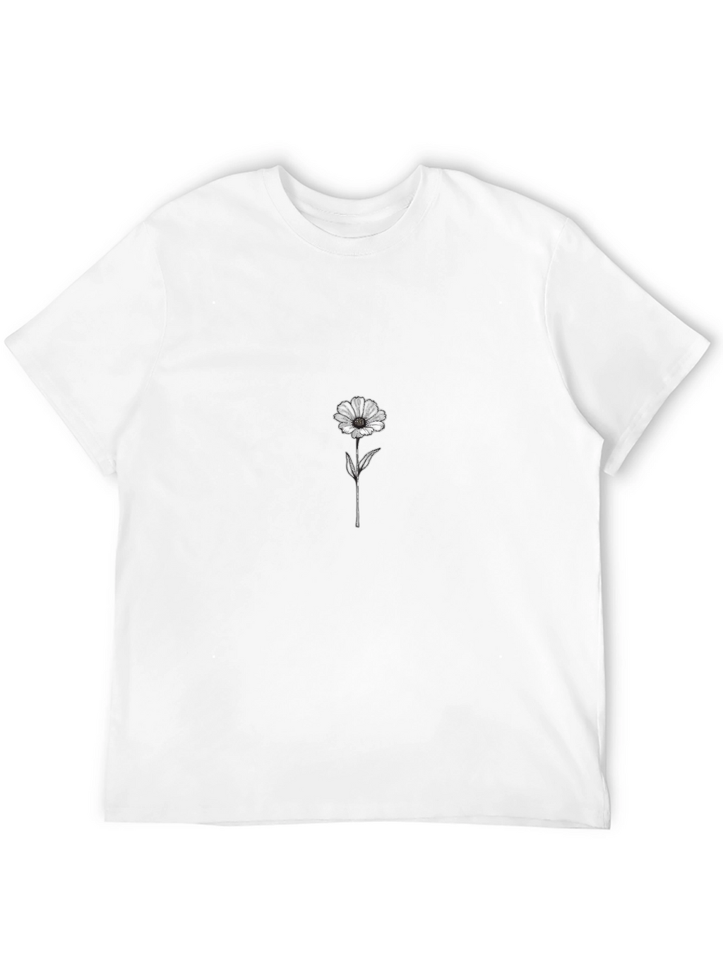 Black Tee with Minimalist Flower Print