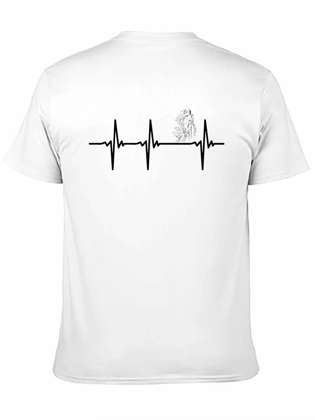 Mens Black Horse Heartbeat Graphic T-Shirt