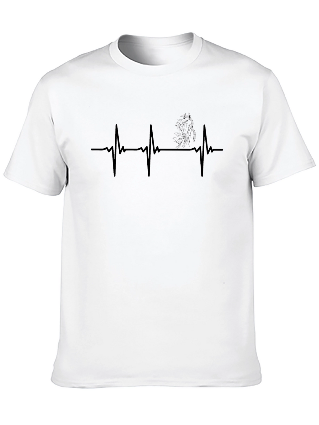 Mens Black Horse Heartbeat Graphic T-Shirt