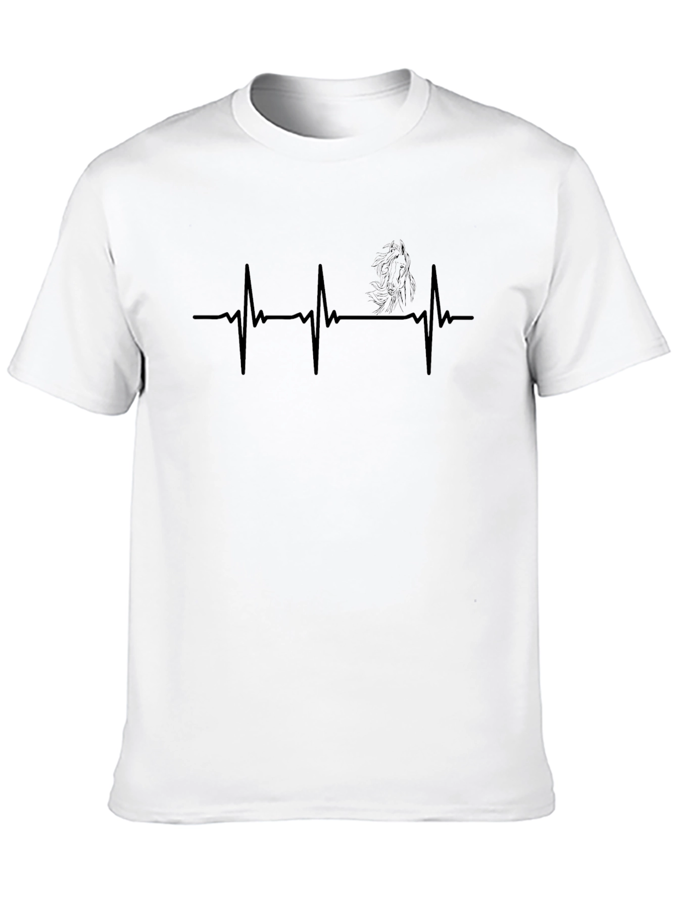 Mens Black Horse Heartbeat Graphic T-Shirt