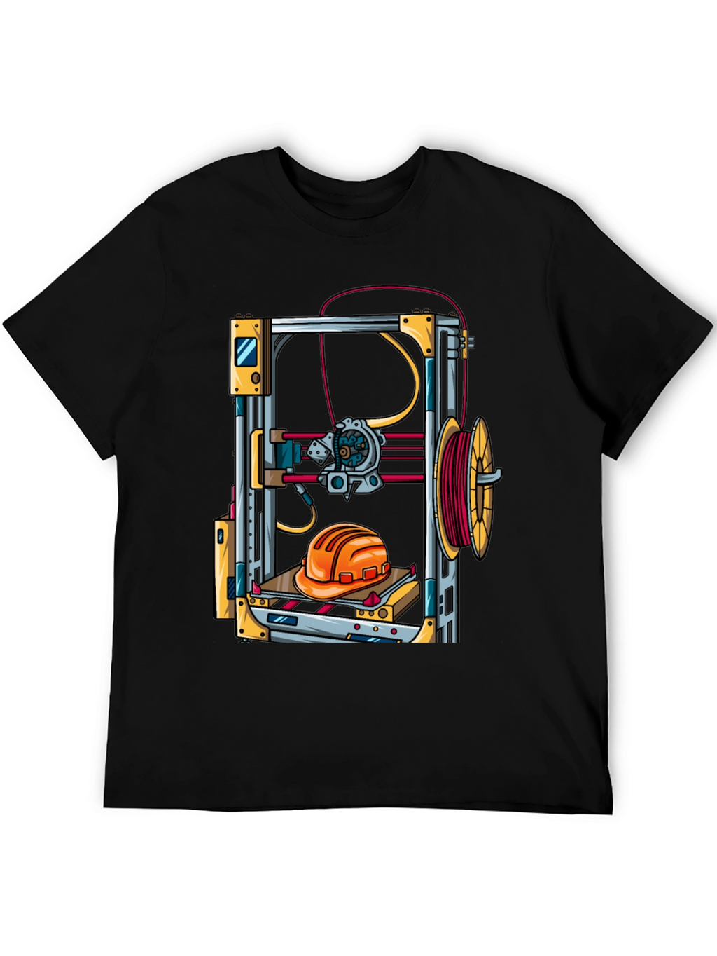 3D Printer Hard Hat Graphic Tee - Black