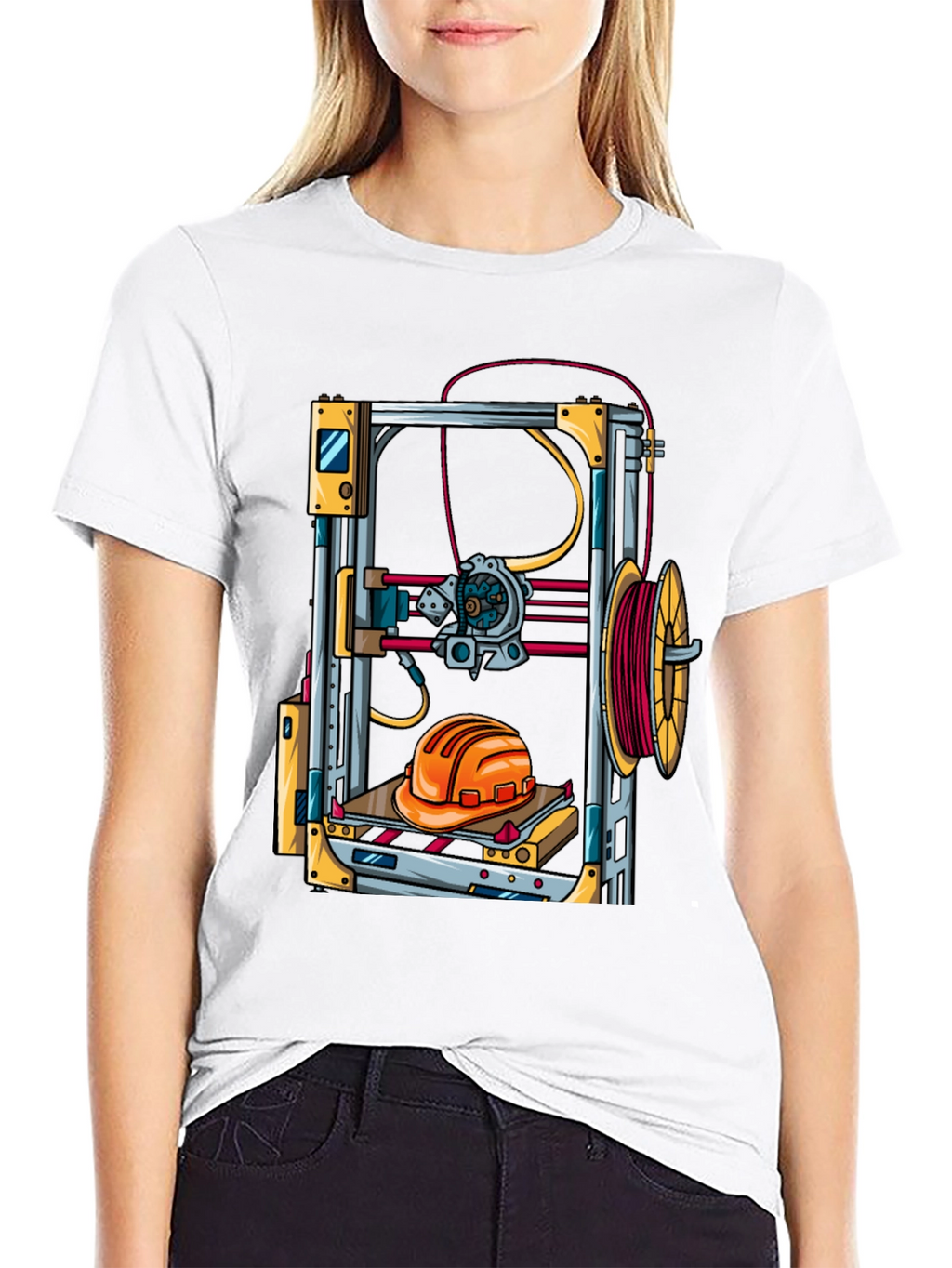 3D Printer Hard Hat Graphic Tee - Black