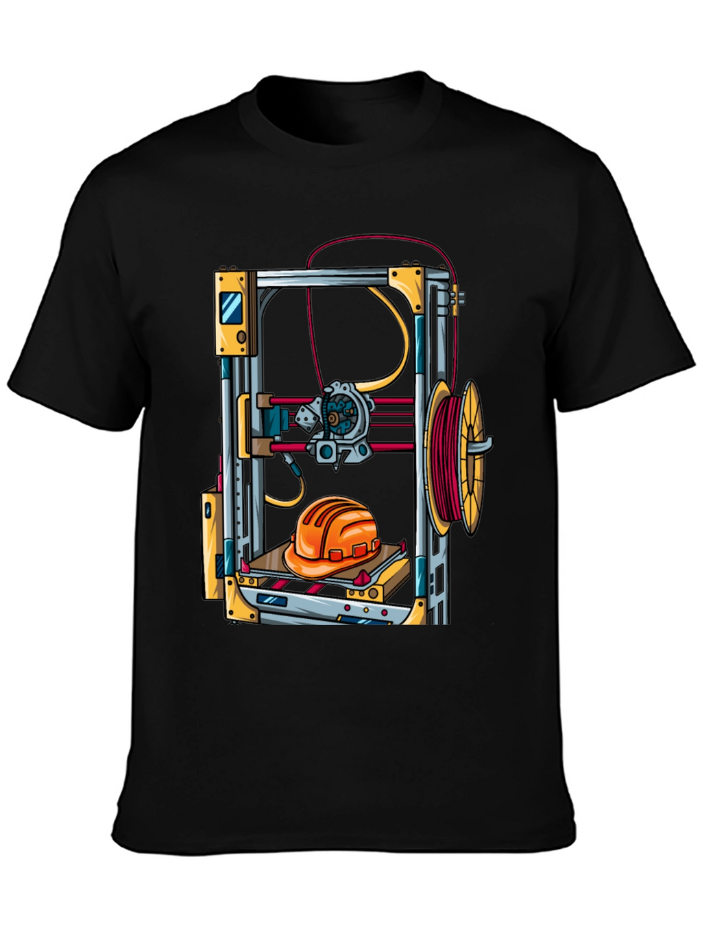 3D Printer Hard Hat Graphic Tee - Black