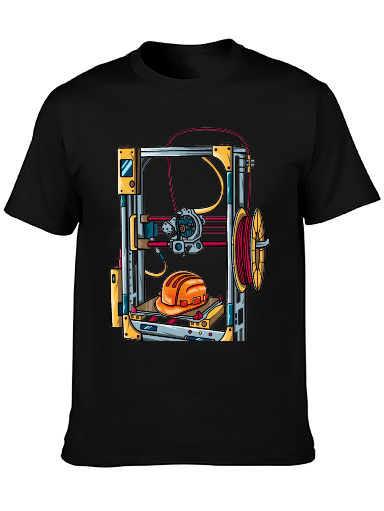 3D Printer Hard Hat Graphic Tee - Black