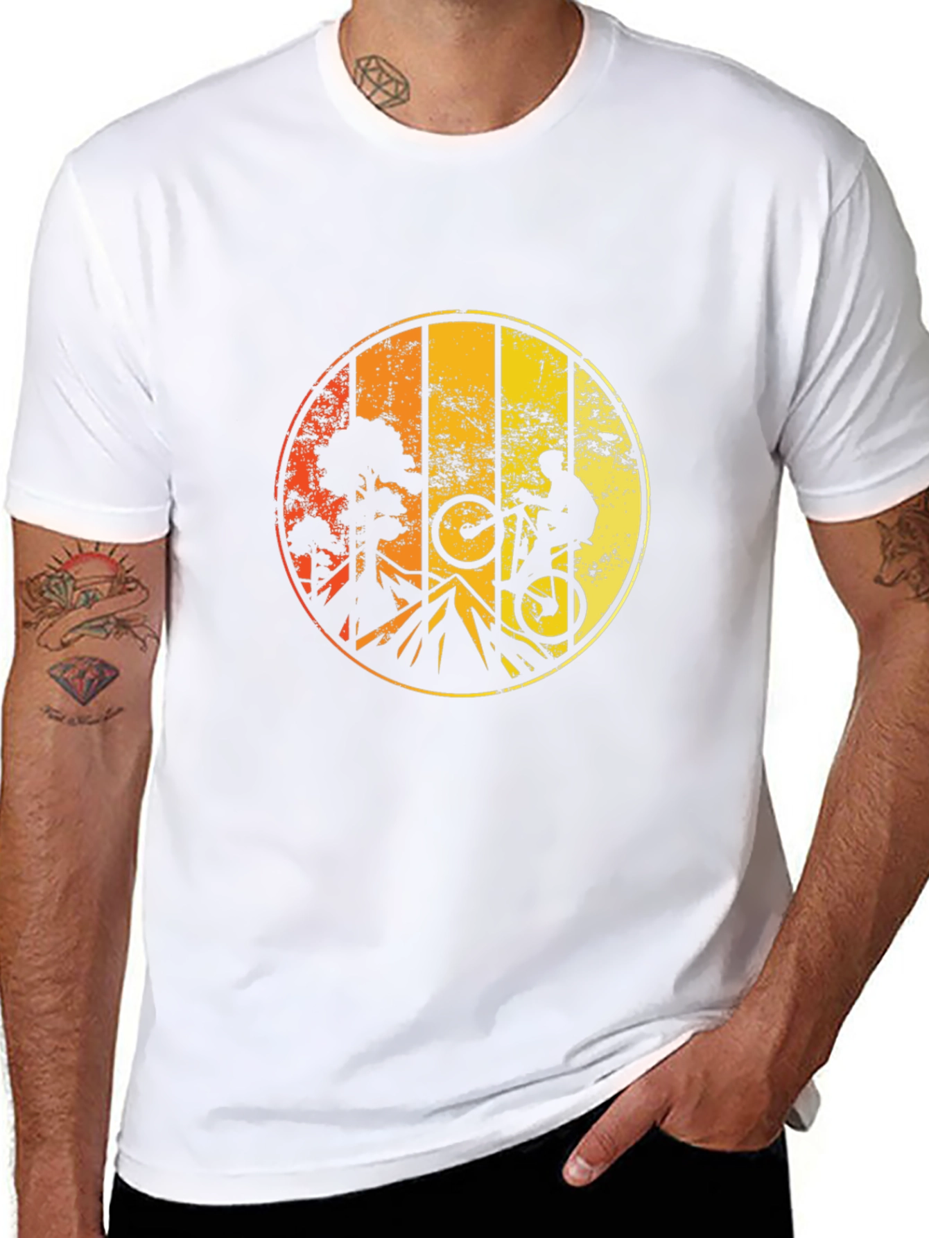 Mountain Biking Sunset Graphic Tee