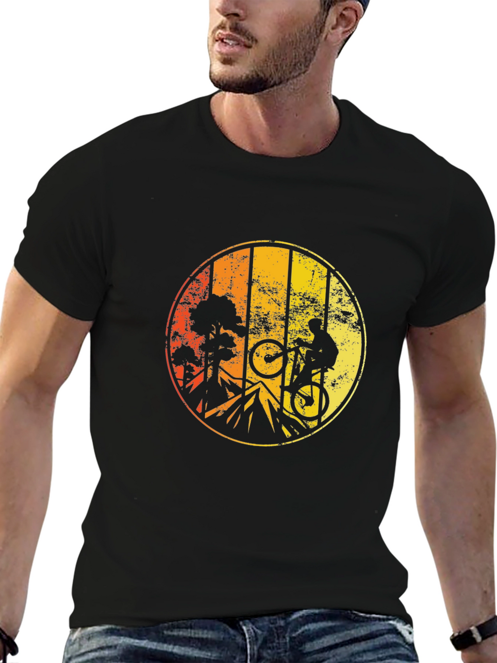 Mountain Biking Sunset Graphic Tee