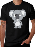 Koala Graphic Tee - Black Cotton Casual Shirt