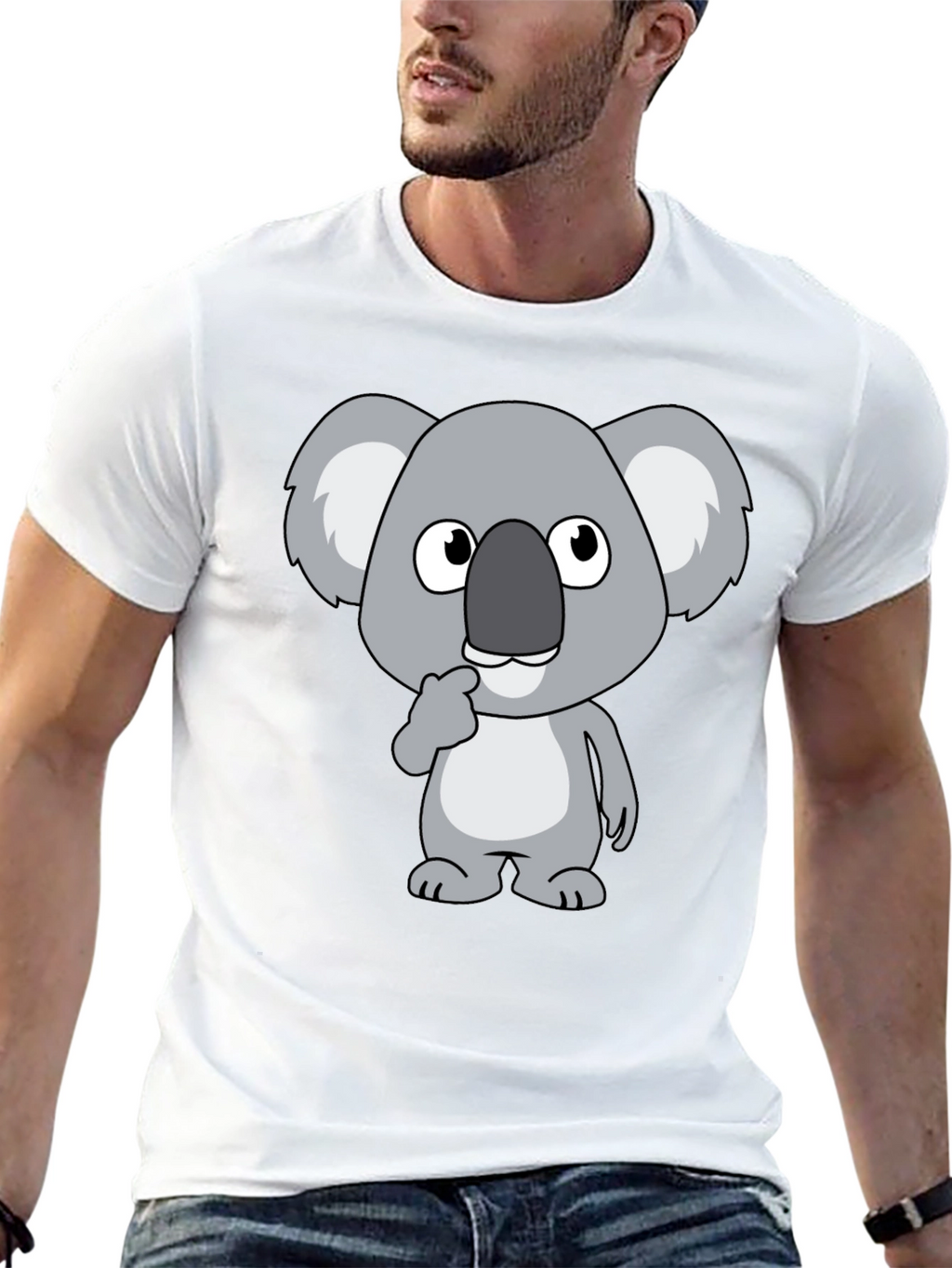 Koala Graphic Tee - Black Cotton Casual Shirt