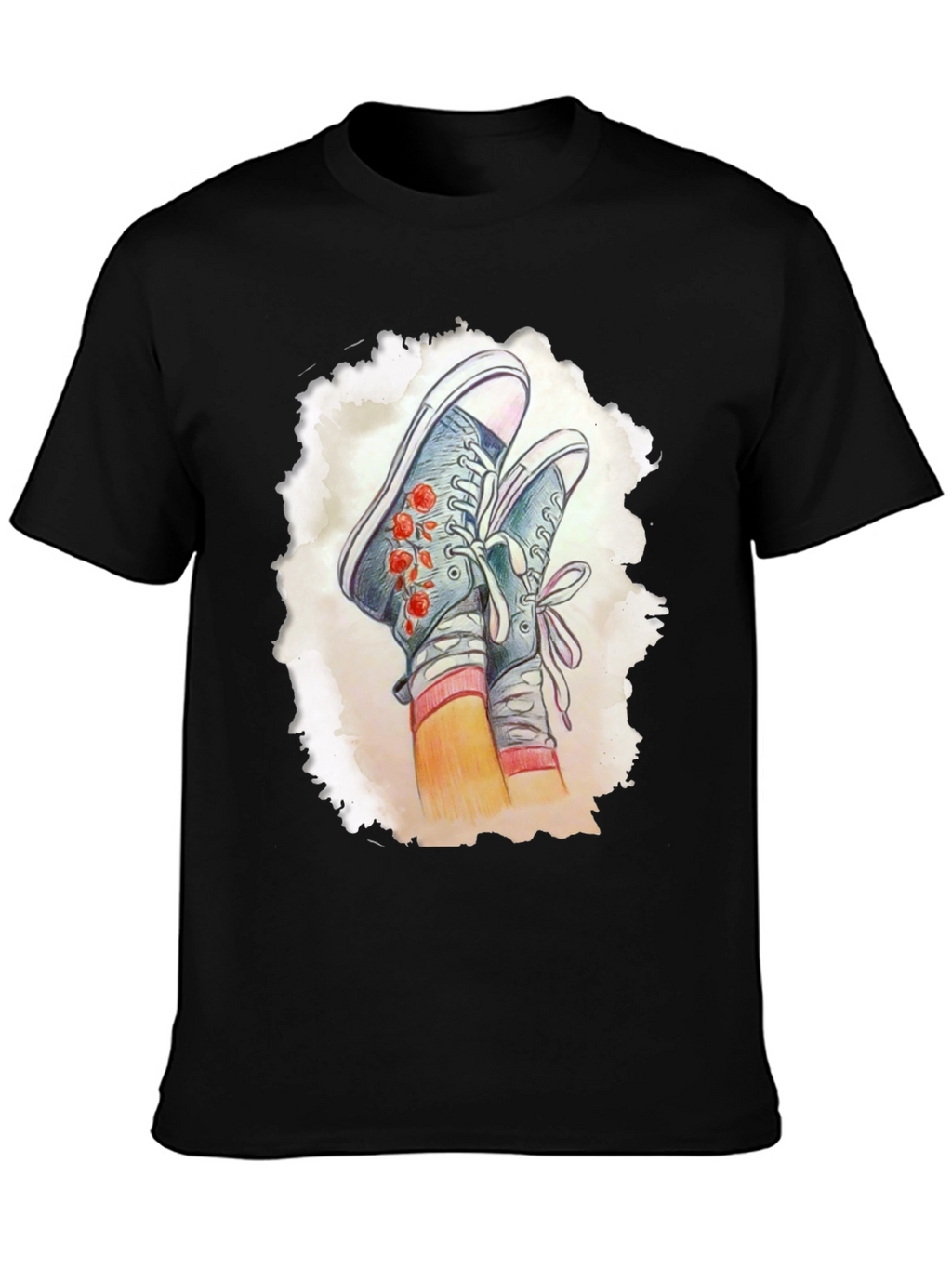 Floral Sneaker Graphic Tee - Casual Style