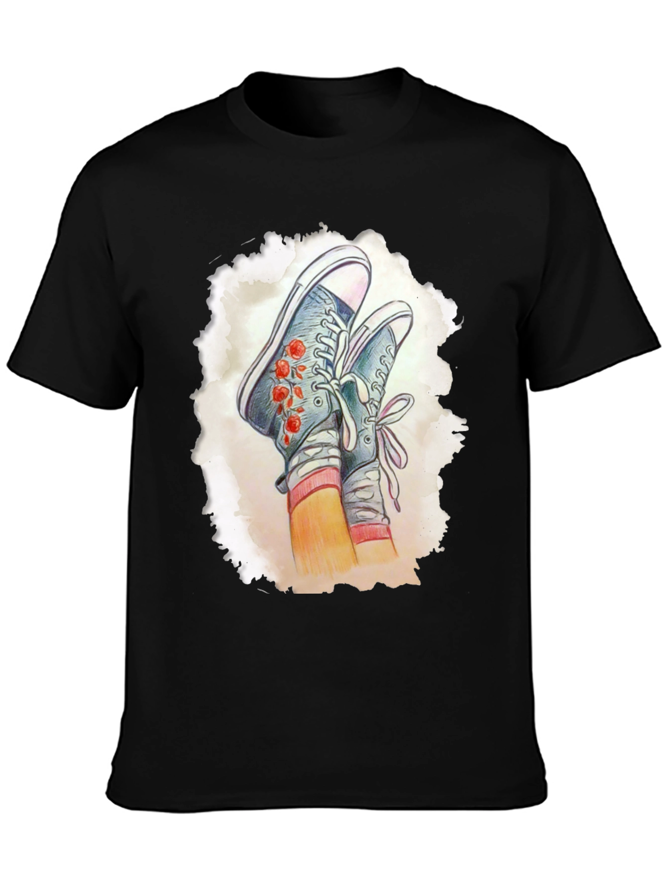 Floral Sneaker Graphic Tee - Casual Style