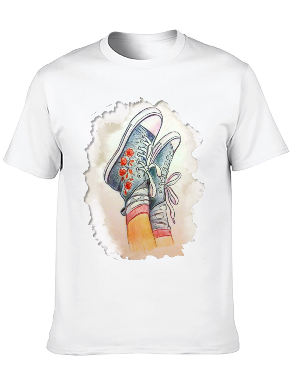 Floral Sneaker Graphic Tee - Casual Style