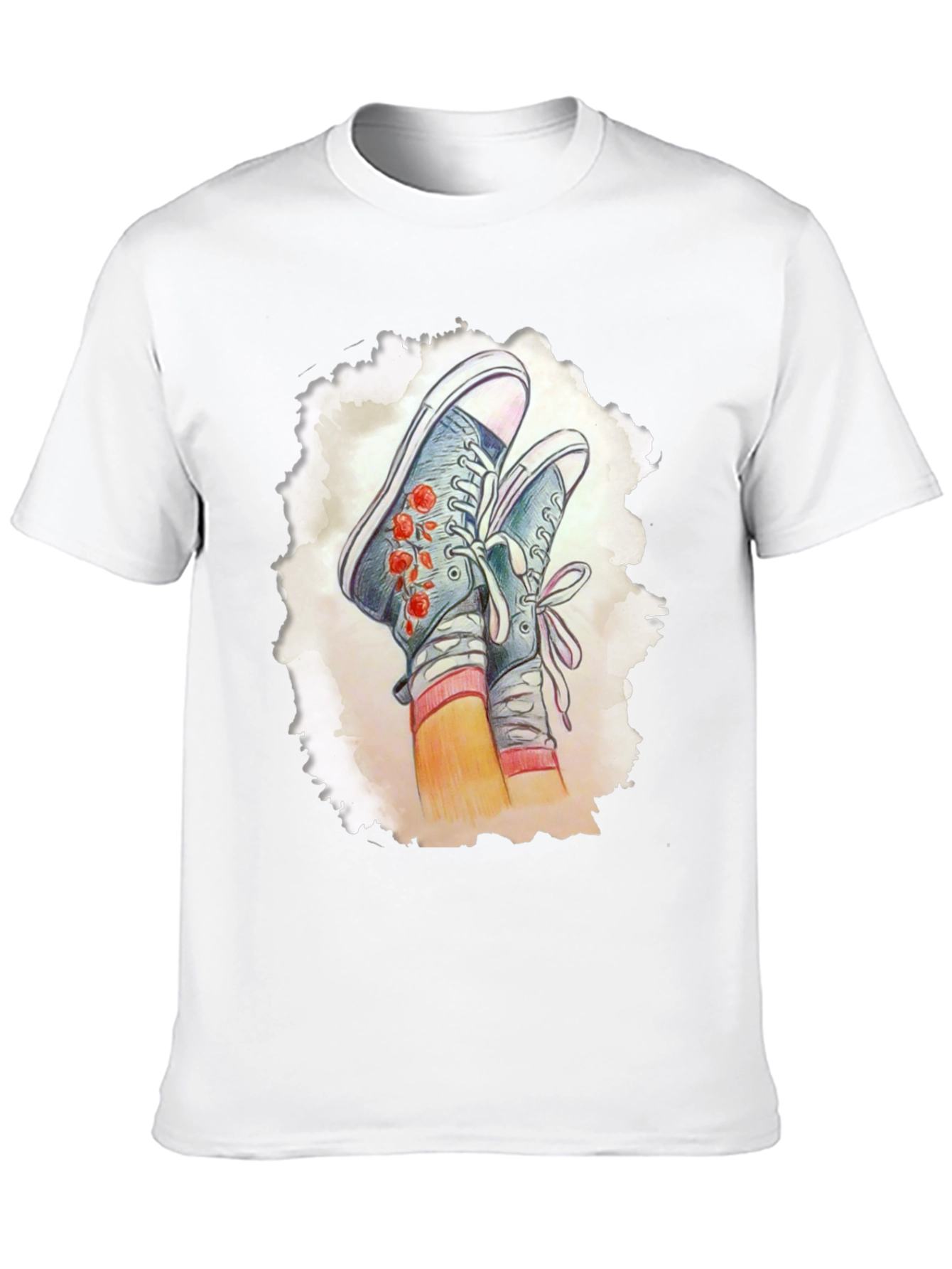 Floral Sneaker Graphic Tee - Casual Style