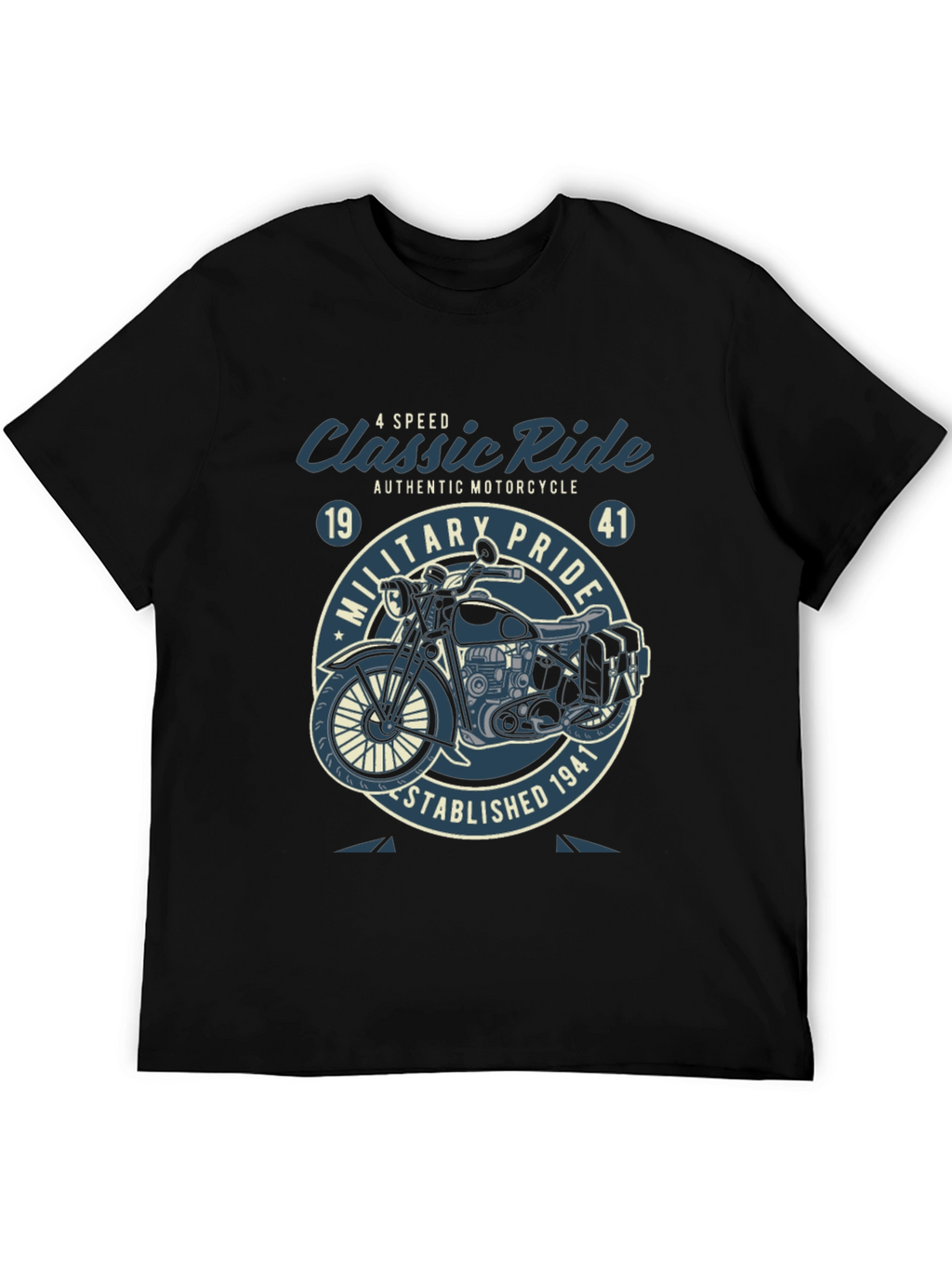 Classic Ride Motorcycle Graphic T-Shirt - Military Pride