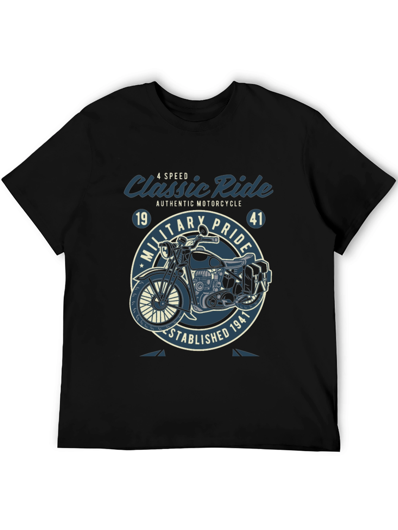 Classic Ride Motorcycle Graphic T-Shirt - Military Pride