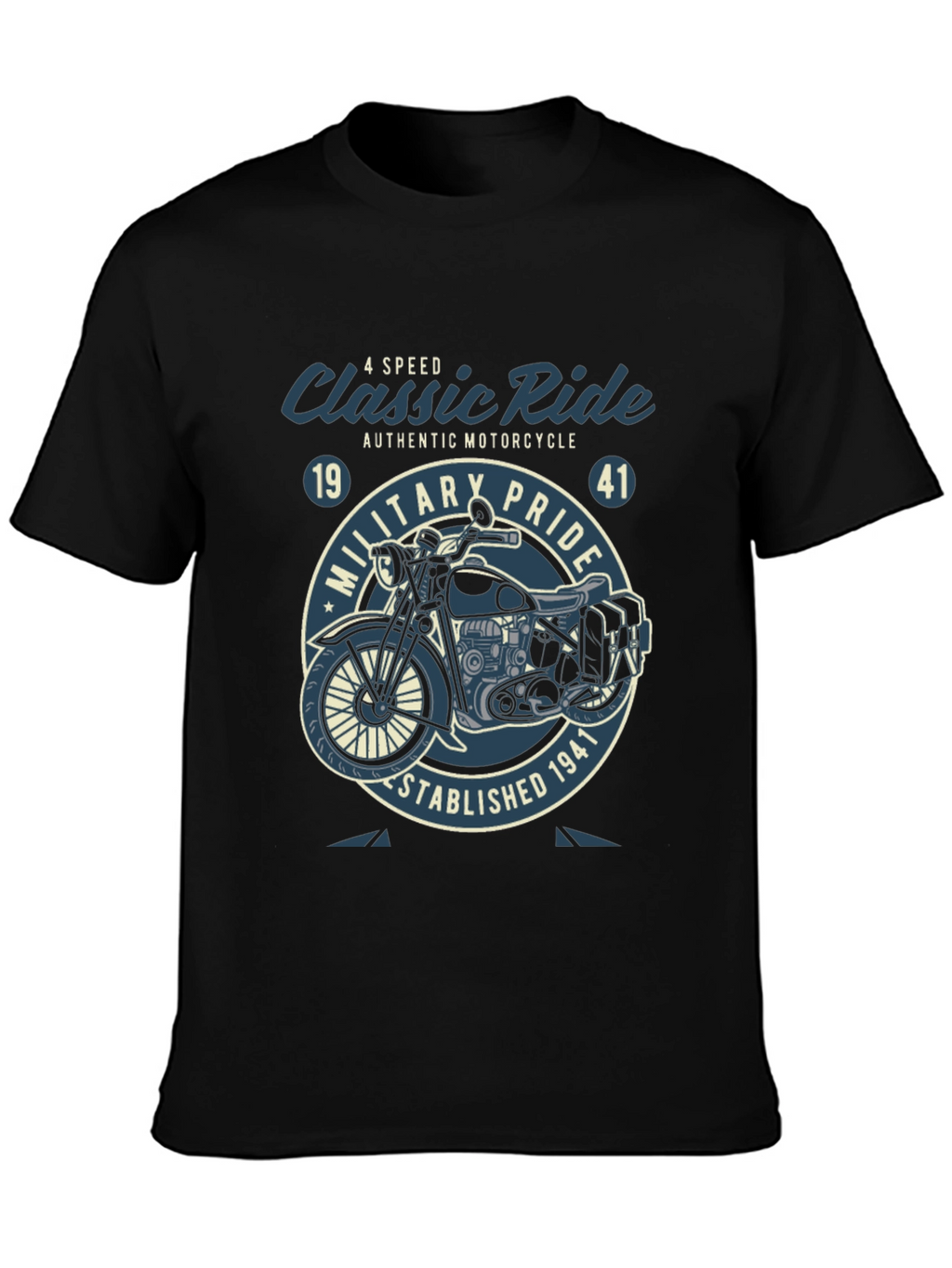 Classic Ride Motorcycle Graphic T-Shirt - Military Pride