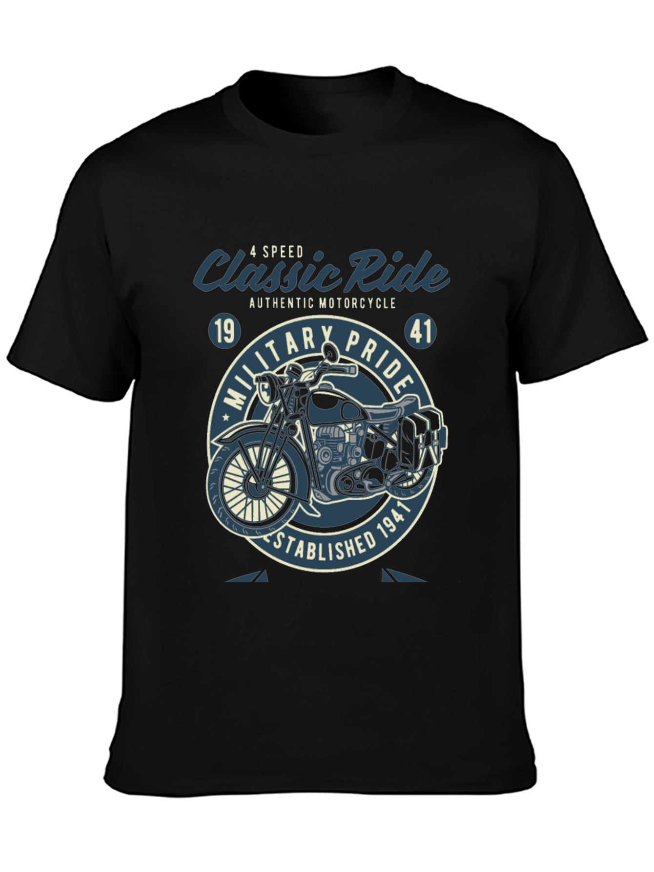 Classic Ride Motorcycle Graphic T-Shirt - Military Pride