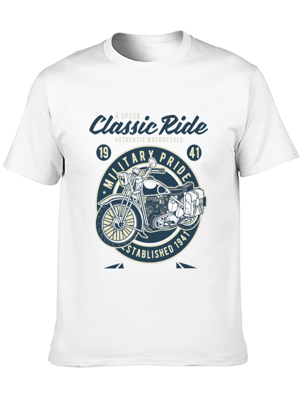 Classic Ride Motorcycle Graphic T-Shirt - Military Pride