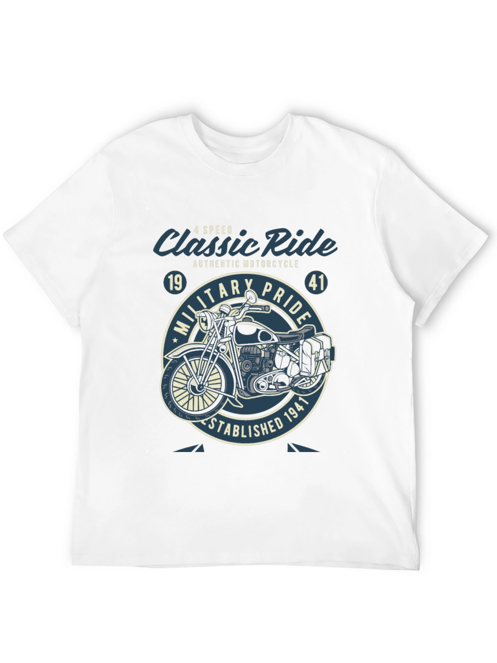 Classic Ride Motorcycle Graphic T-Shirt - Military Pride