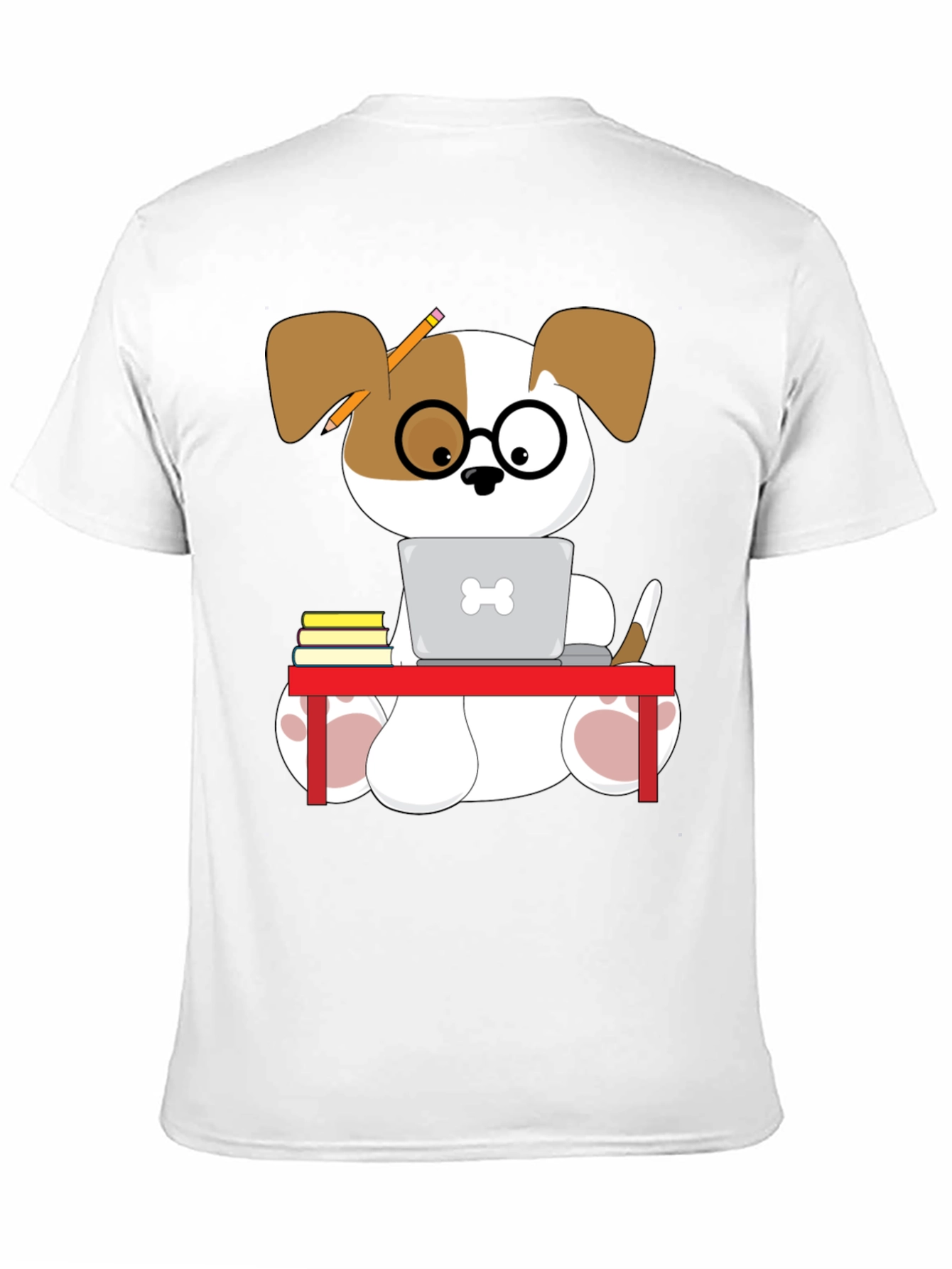 Dog Lovers Graphic T-Shirt - Cartoon Dog at Desk