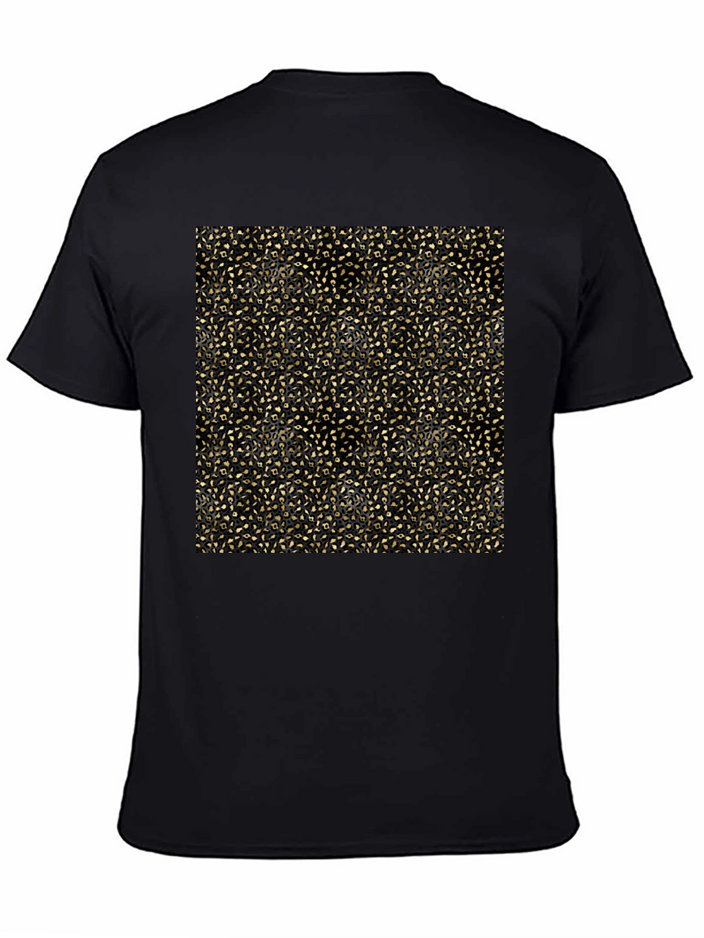 Elegant Gold Pattern Black T-Shirt