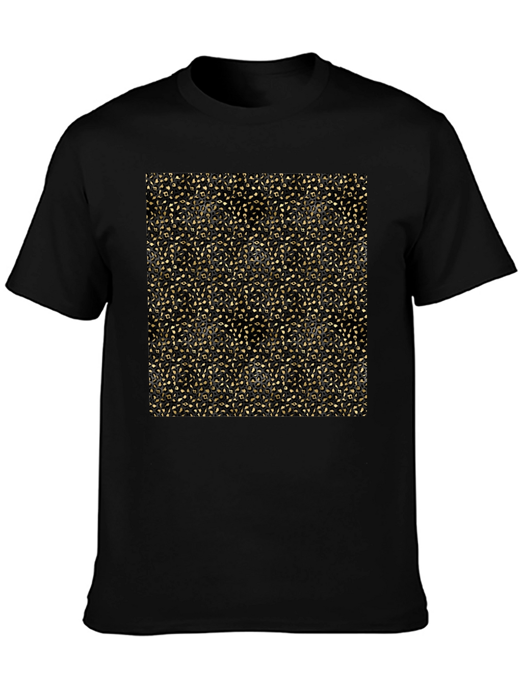 Elegant Gold Pattern Black T-Shirt